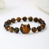 Natural Stone Cat Head Bracelet Gray Moonlight