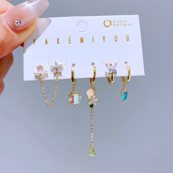 New Light Luxury Zircon Earrings Earring Set