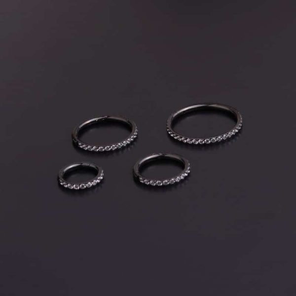 Pure Stainless Steel Split Ring Round Set Zircon Earrings