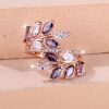 Horse Eye Zircon Leaf Ring Fashion All-match