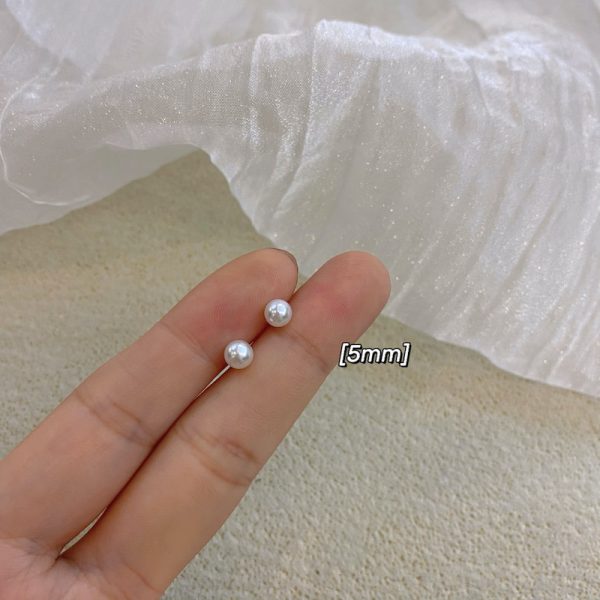 Gentle Temperament Perfect Circle Pearl Earings Set Mini Women