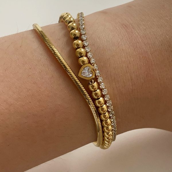 Women's European And American Twin Beaded Heart Bracelet