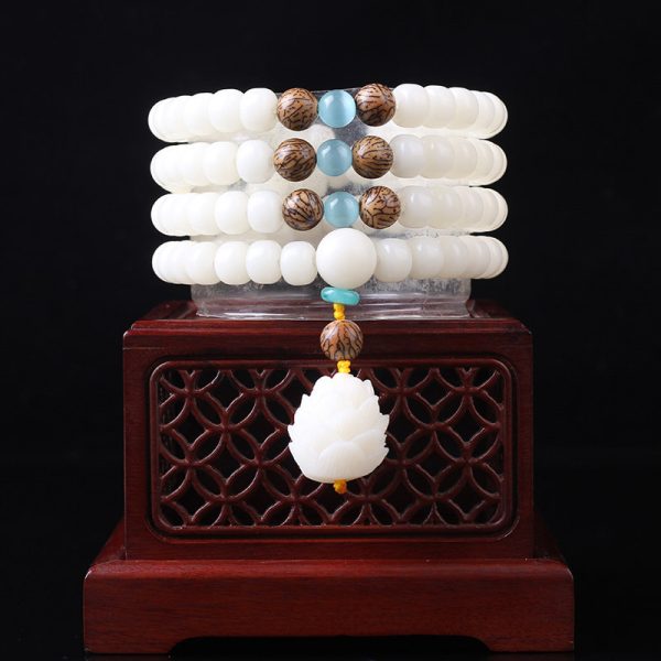 White Jade Bodhi Beads Long Bracelet