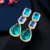Glass Stone Inlaid Zircon Earrings