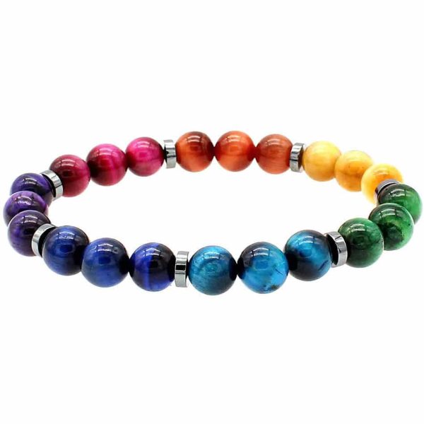 Unisex Natural Stone New Colorful Tigereye Volcanic Stone Bracelet