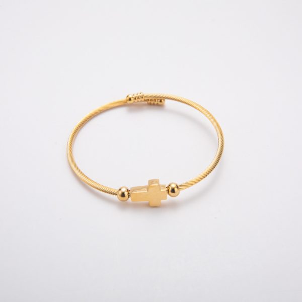 Titanium Steel Retro With Opening Adjustable Cross Bracelet