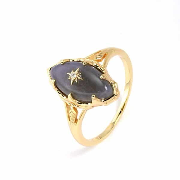 Silver Gilded Stone Women's Ring