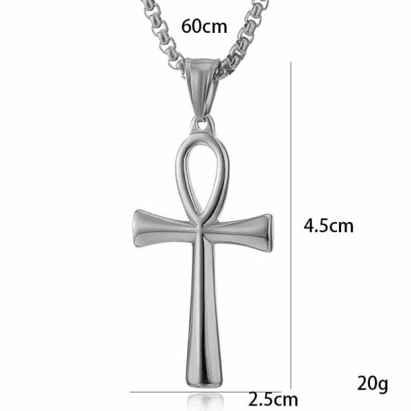 Simple Glossy Egypt Anka Cross Pendant Men's Necklace