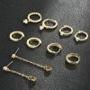 5 Pairs Gold And Silver Ring Earrings Set