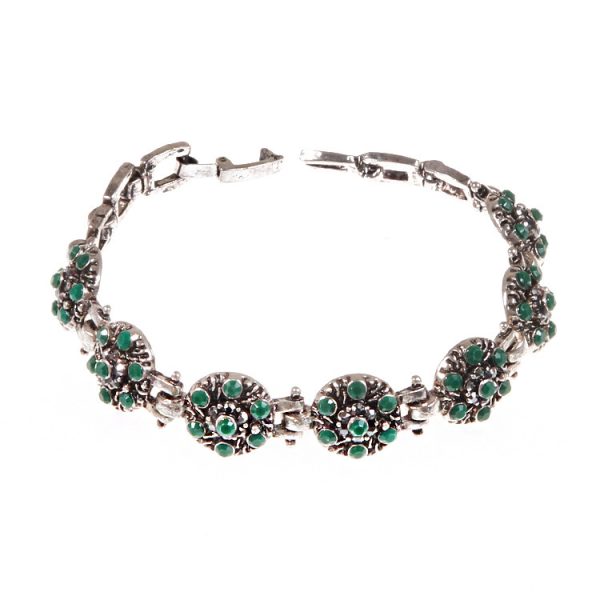Women's Silver-plated Beautiful Flowers-shaped Diamond Bracelet