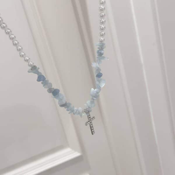 Fashionable Cross Natural Stone Stitching