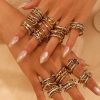 Stacked Color Matching Stainless Steel Ring Set 18K Gold Plating Exaggerated Personalized Hand Jewelry