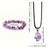 Natural Stone Amethyst Crystal Bud Irregular Rough Stone Necklace