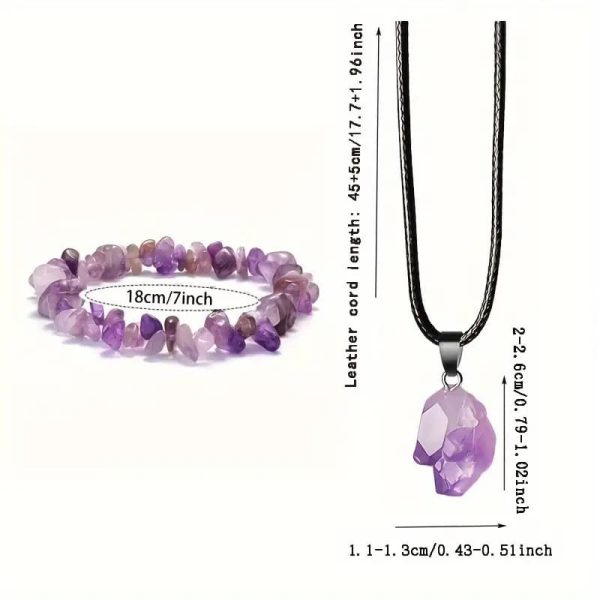 Natural Stone Amethyst Crystal Bud Irregular Rough Stone Necklace