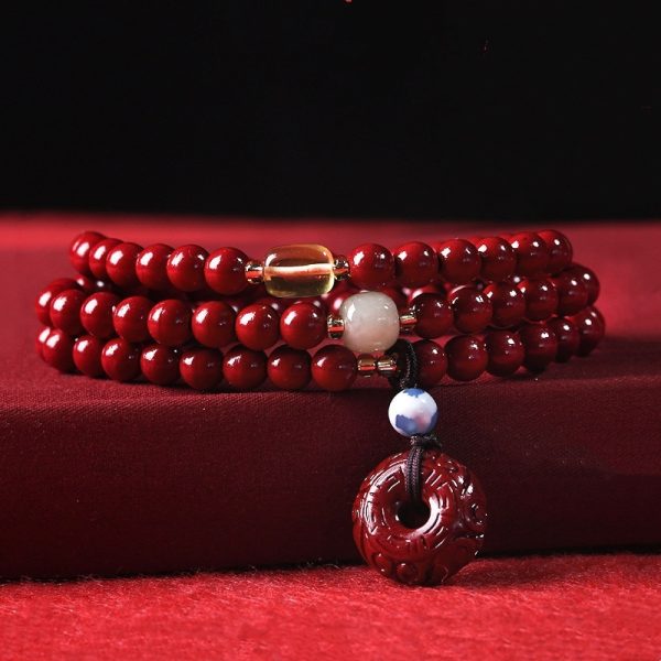 Cinnabar Wholesale Purple Gold Sand Buddha Beads Rosary Hand-woven Bracelet