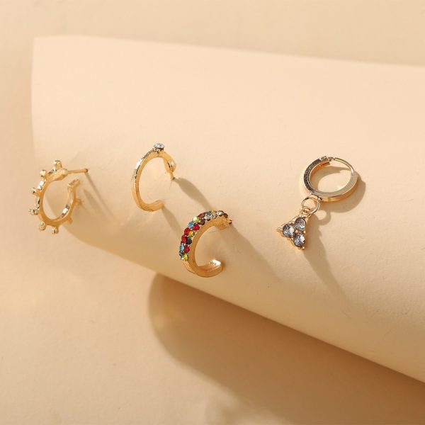 Zircon Triangle Stud Earring Set 4 Piece Set
