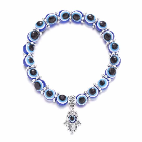 Blue Devil's Eye Bracelet Butterfly Turtle Owl Pendant Resin