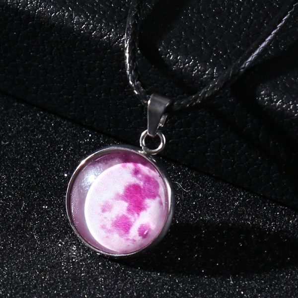 Time Stone Christmas Moon Night Sky Luminous Alloy Pendant Necklace