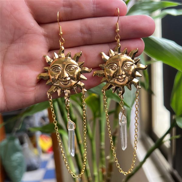 Sun Crystal Stone Earrings Jewelry