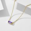 925 Sterling Silver Twelve Birthstone Square Clavicle Chain Women's Simple