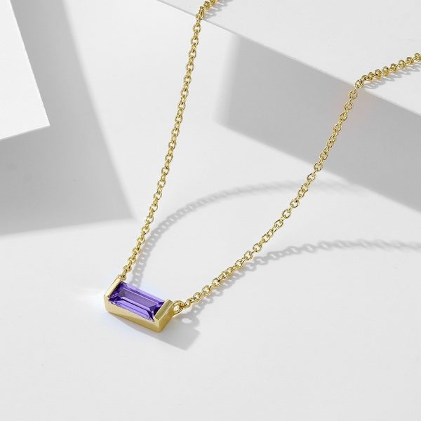 925 Sterling Silver Twelve Birthstone Square Clavicle Chain Women's Simple
