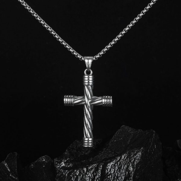 Cross Pendant Street Cool Hip Hop Style Man's Stainless Steel Necklace