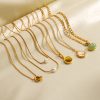 Retro 18K Gold Stainless Steel Titanium Steel Agate Stone Necklace