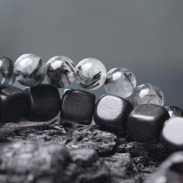 Ethnic Style Black Hair Crystal Mixed Handmade Texture Bracelet