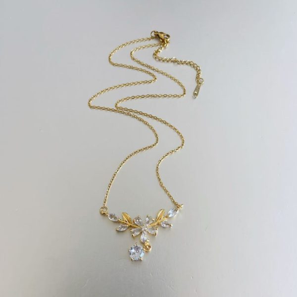 Wheat Laurel Goddess Zircon Clavicle Chain Necklace Female Fashion