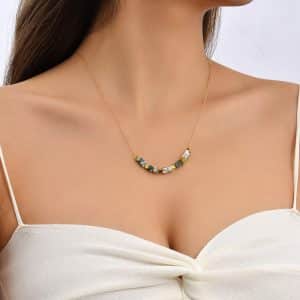 Square Natural Stone Necklace