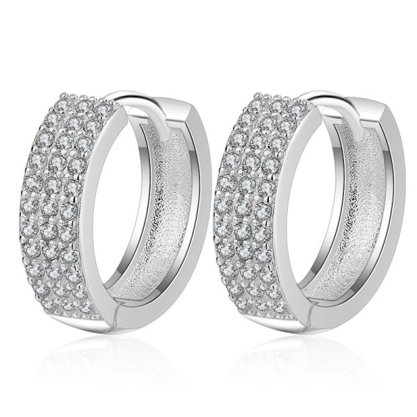 European And American Fashion Accessories Circle S925 Sterling Silver Earrings Female Ins Cold Wind Diamond Round Ear Clip