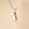 Cute Sandblasted Cat Sterling Silver Necklace Set