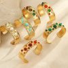 French Retro Titanium Steel Bracelet Colorful Natural Stone