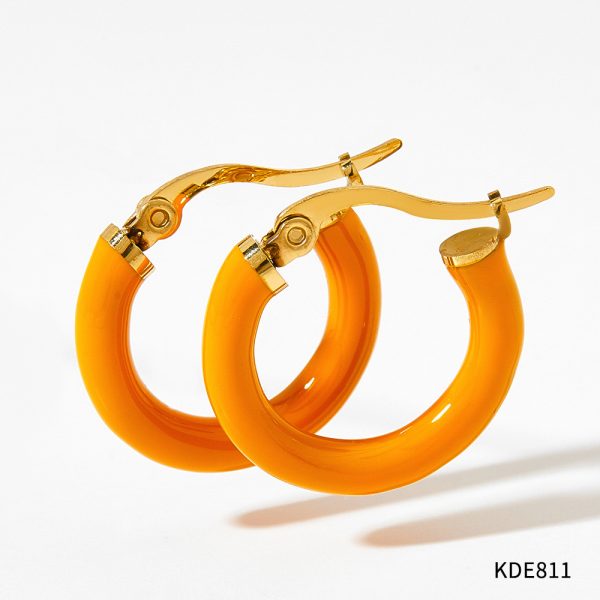 Ins Wind Circle Macaron Dripping Oil Ear Ring