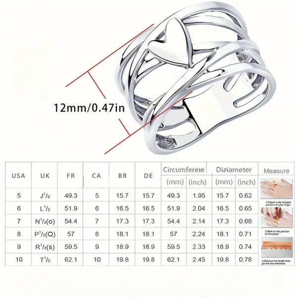 Heart French Simplicity Hollow Line Ring