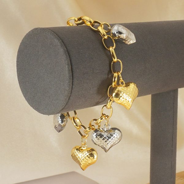 Light Luxury Graceful Personality Two-color Copper Plating Peach Heart Bracelet