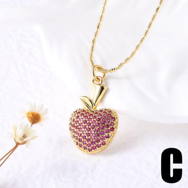 Fruit Strawberry Cherry Pendant Necklace Jewelry For Women