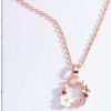 S925 Sterling Silver Fresh Pink Garland Stud Earrings Korean And Japanese Style
