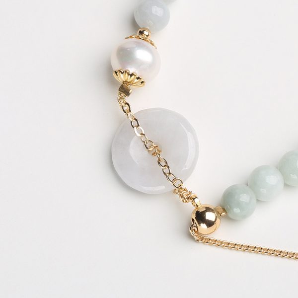 Natural Emerald Peace Buckle Pearl Bracelet For Women