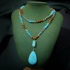 Turquoise Big Water Drop Imitation Mineral Pendant Fashion Necklace