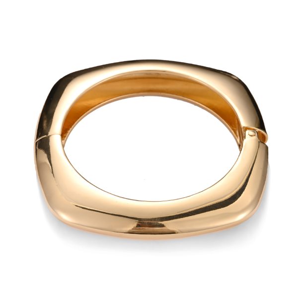 Beautiful Square Glossy Metal Texture Open-end Bangle Bracelet