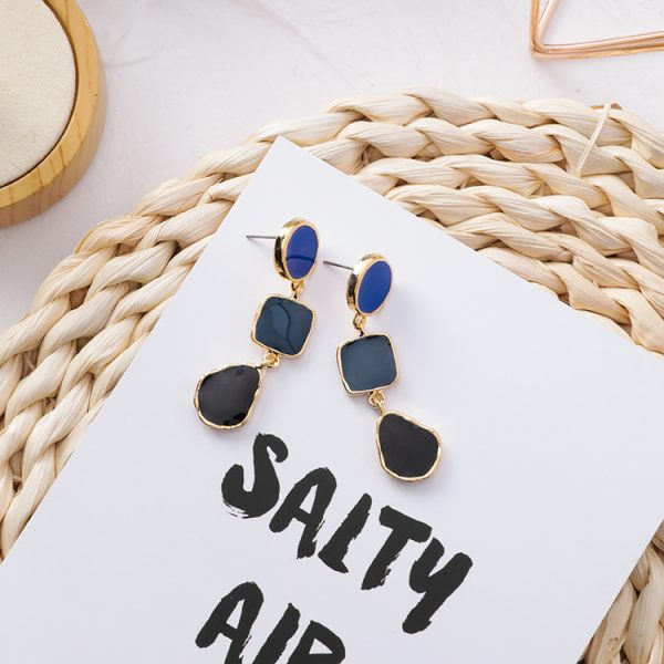 Drop Glaze Geometric Earrings Irregular Round Square Drop Earrings