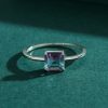 S925 Sterling Silver Temperamental Simple Watermelon Tourmaline Slim Ring