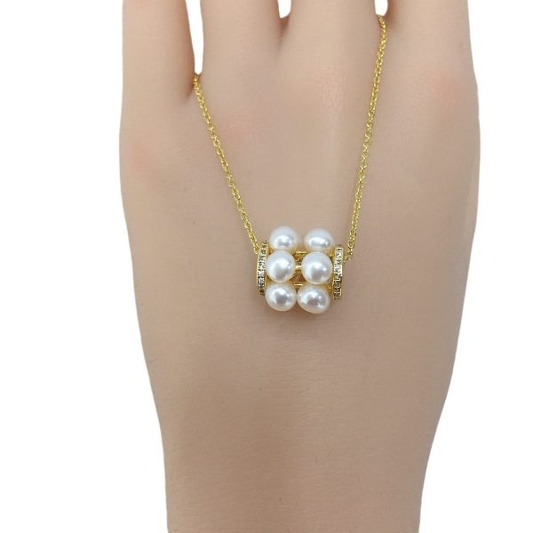 Freshwater Pearl Multiple Beads Barrel Pendant Necklace