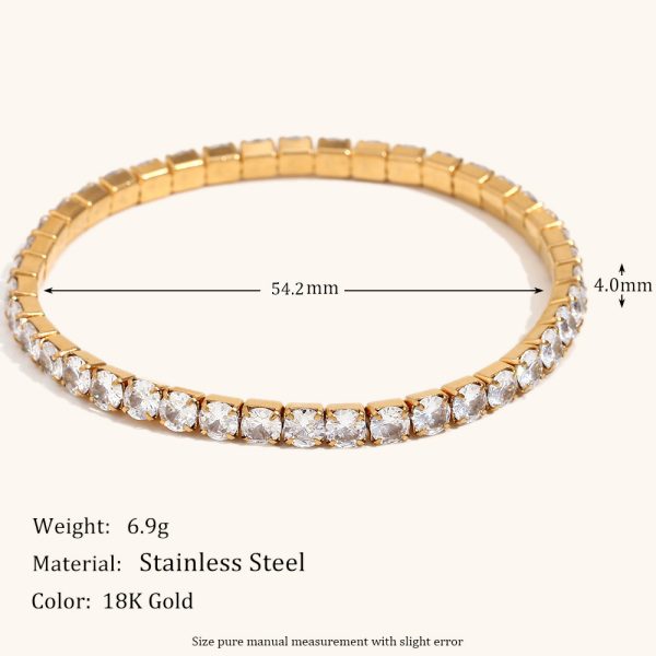 Simple And Light Luxury Stainless Steel Plated 18K Gold Elastic Zircon Bracelet Ornament