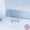 New S925 Sterling Silver Colorful Exquisite Dragonfly Necklace