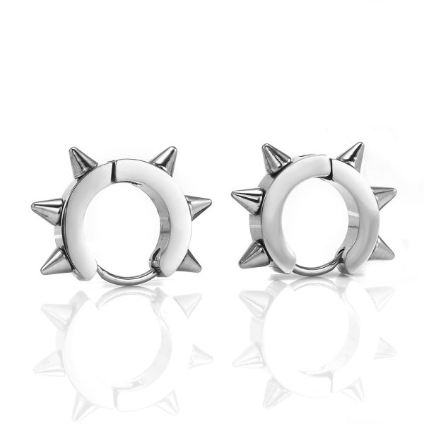 Stainless Steel Rivet Stud Earrings Circle Ear Clip