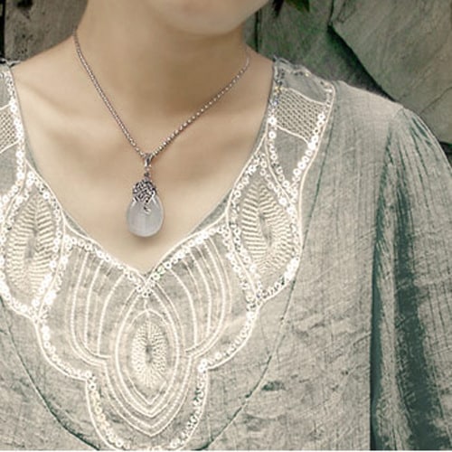 Opal drop necklace earrings set