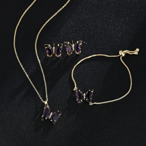 New Butterfly Necklace Jewelry Set