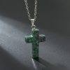 Natural Stone Agate Stone Cross Pendant Necklace